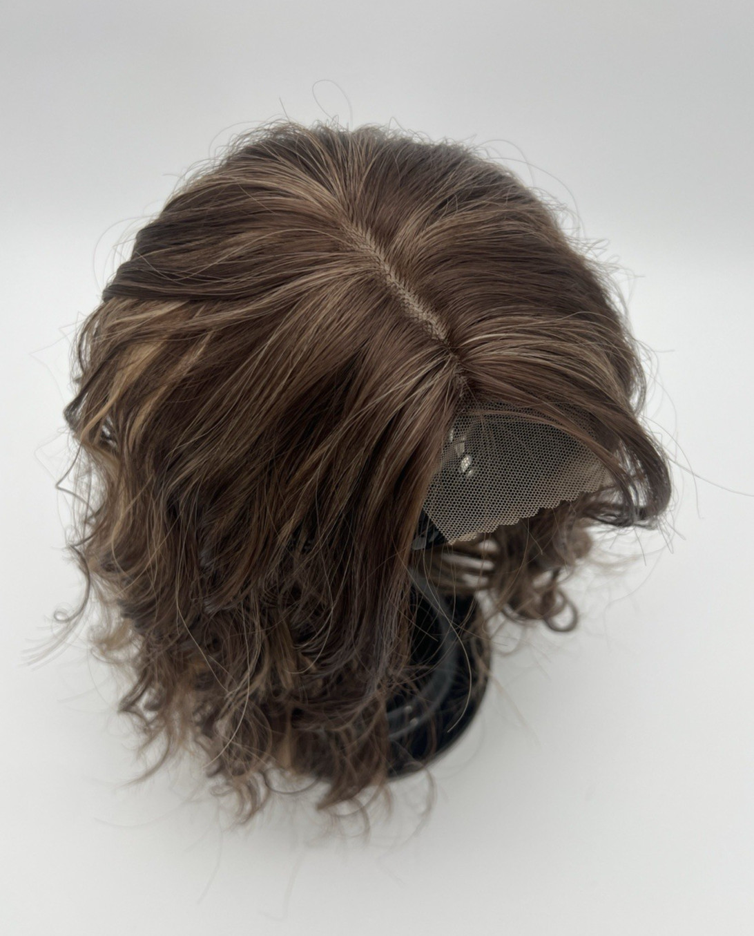 Brown Blonde Highlights Short Wavy 11in Natural Hair Topper