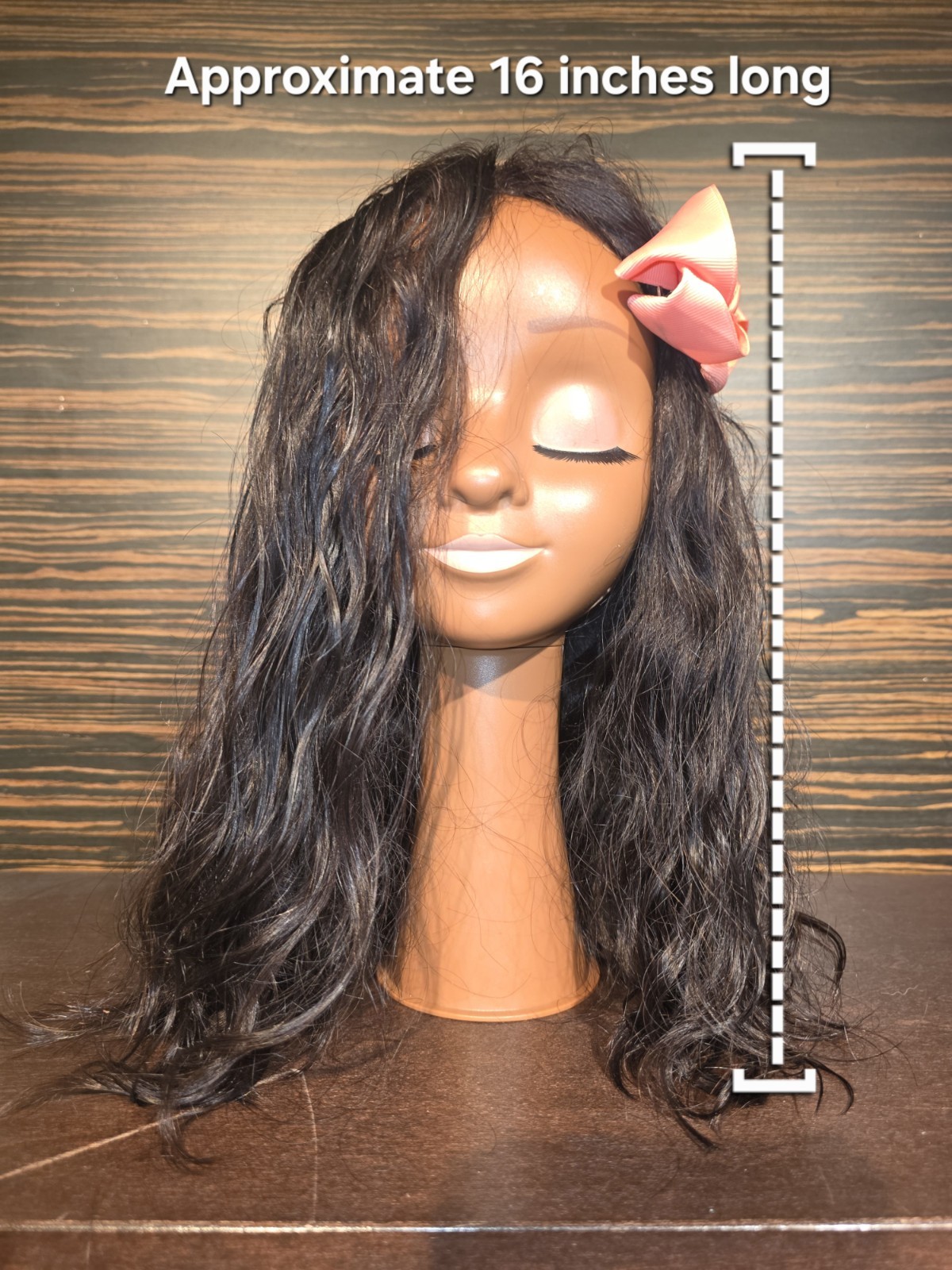 MAYDE 100% HUMAN HAIR Dark Brown CURVY BOUNCY ‘WET & WAVY’ WIG – 16 INCHES