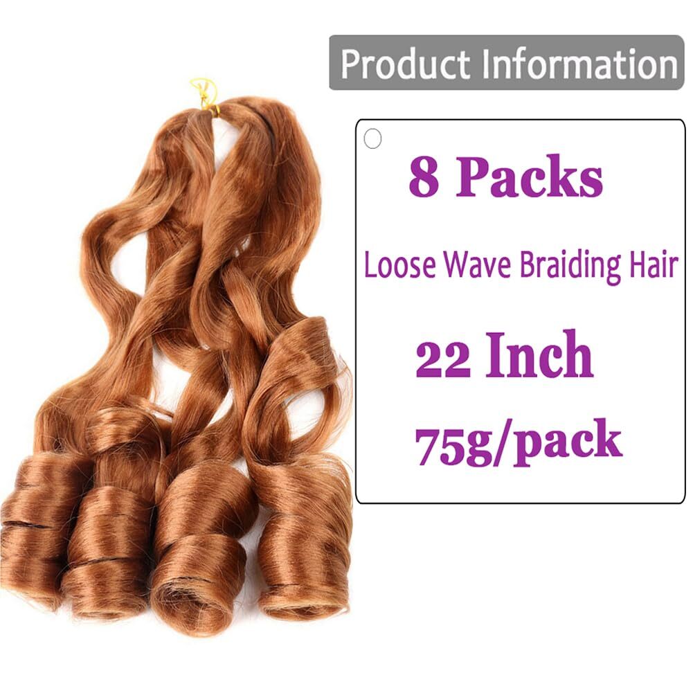 French Curl Braiding Hair 8 packs 22 Inch Spanish Curly Braiding Hair 75g/pack