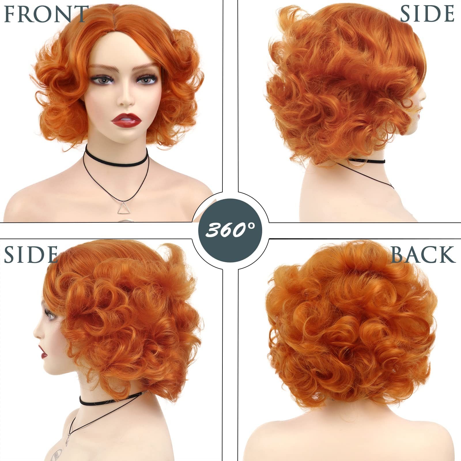 Gnimegil Short Orange Wig Layered Wavy Curly Wigs For Women Cosplay Carnival