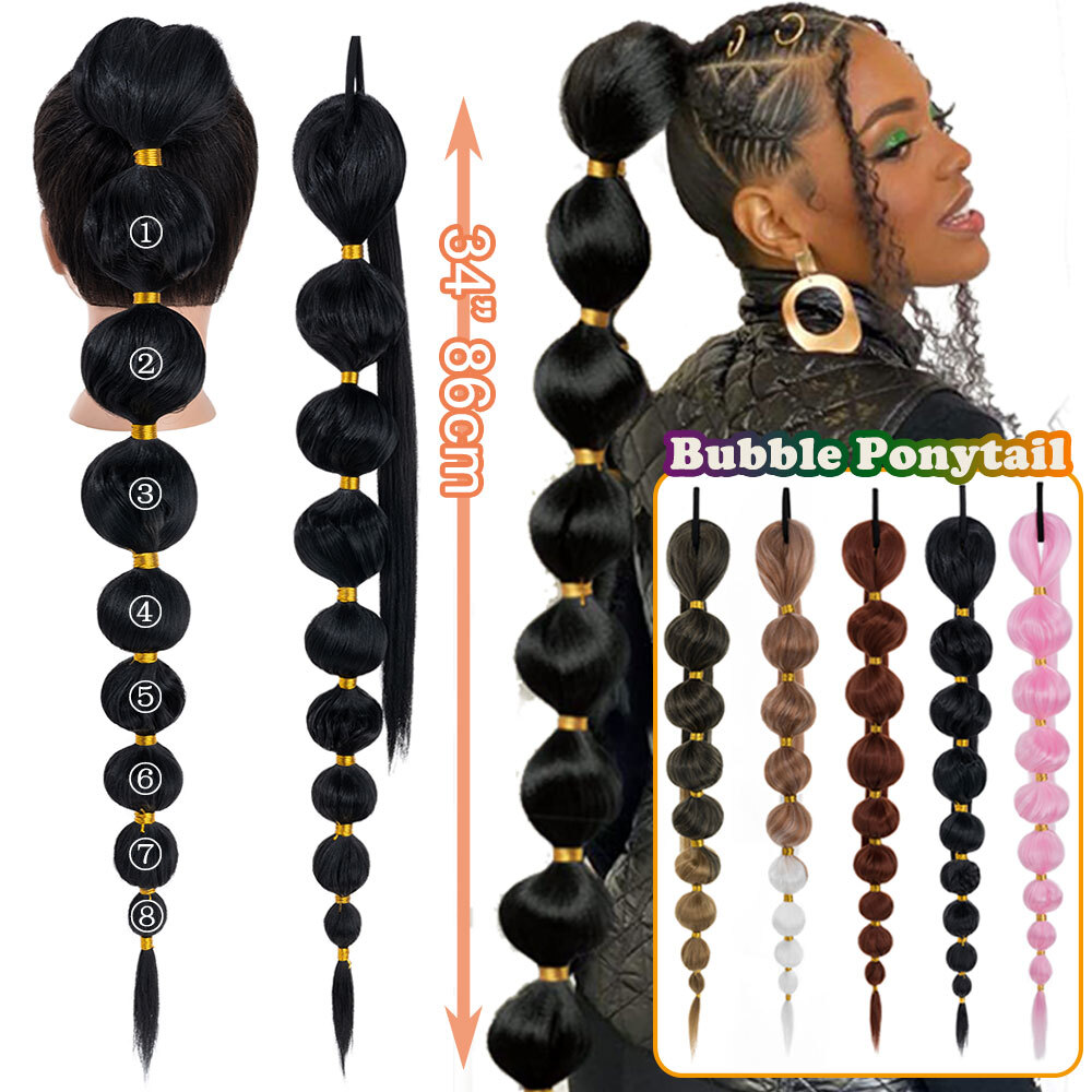 80cm Long Braided Ponytail Extension with Hair Tie Straight Wrap around Hair Tie