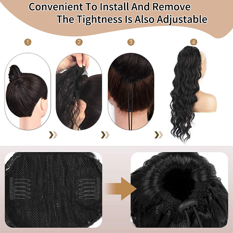 18in Thick Drawstring Ponytail Clip In Hair Extension Pony Tail Real As Human
