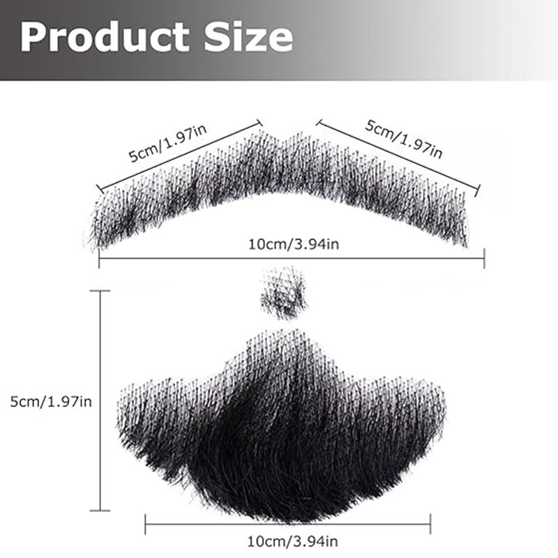 Fake Beard 100% Human REMY Hair Face Beard Mustache for Adults Men Film Makeup
