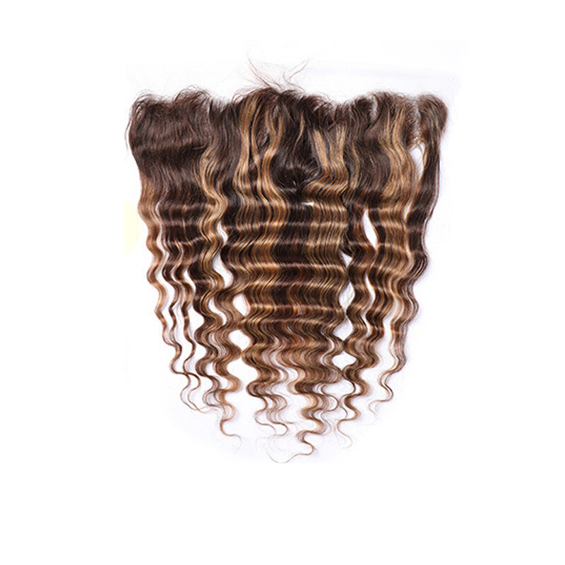 P4/27 Piano Color 4X4 Closure 13X4 Lace Frontal Curly 100% Human Hair Straight