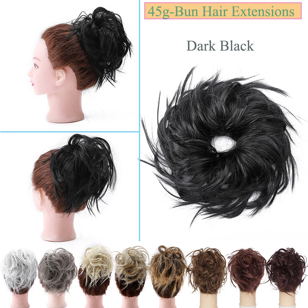 Curly Messy Bun Hair Piece Scrunchie Updo Wrap on Cover Hair Extensions As Human
