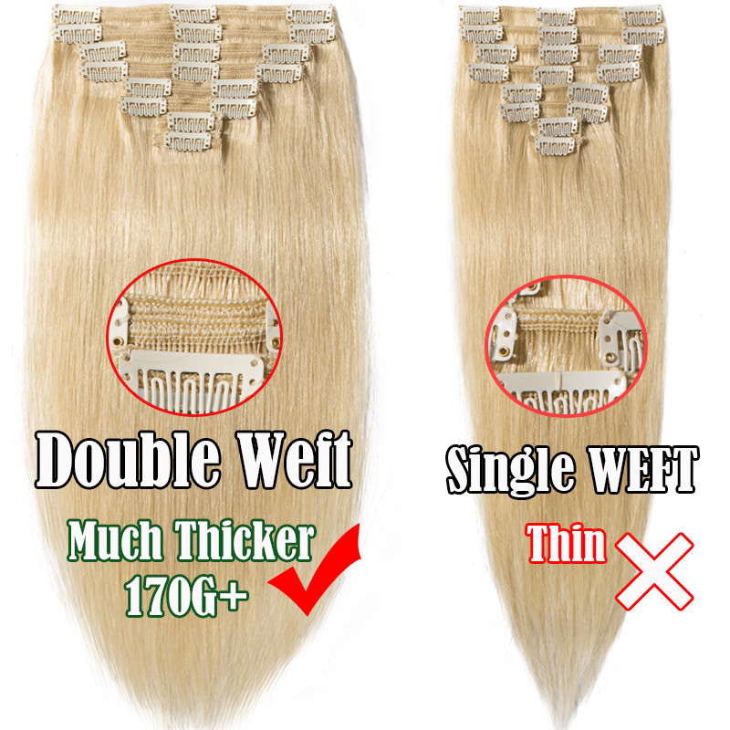 Ombre Real Double Weft Clip in 100% Remy Human Hair Extensions THICK Body Wave
