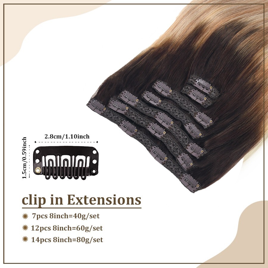 Seven-piece set/pack of cards hair real 100% human hair 12-16 inches real hair