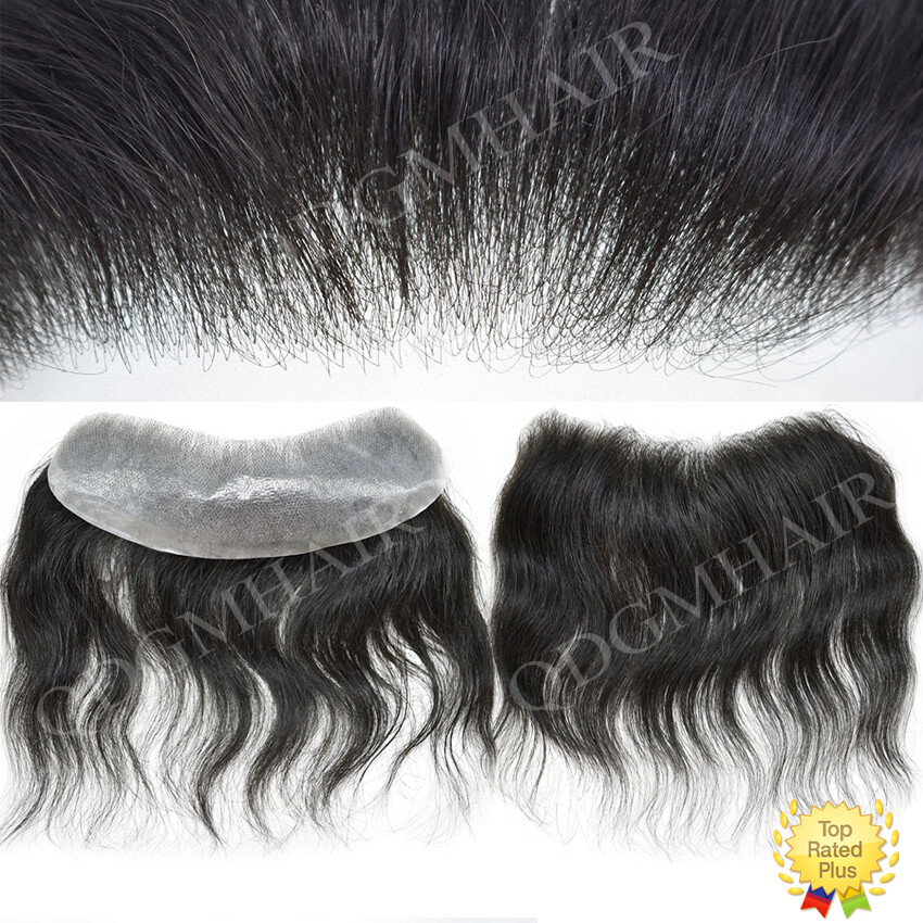 Invisible Pu Skin V-Loop Mens Frontal Hairpiece for Receding Hairline Human Hair