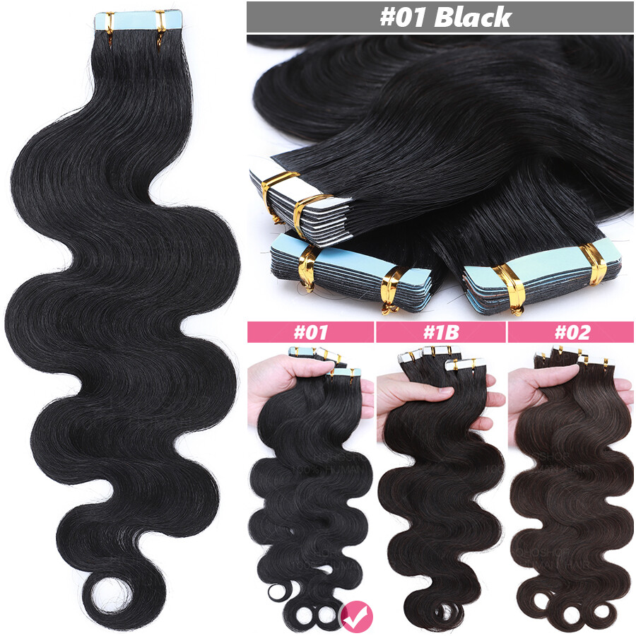60PCS 150G THICK Tape In Russian Remy Human Hair Extensions Skin Wefts Body Wave