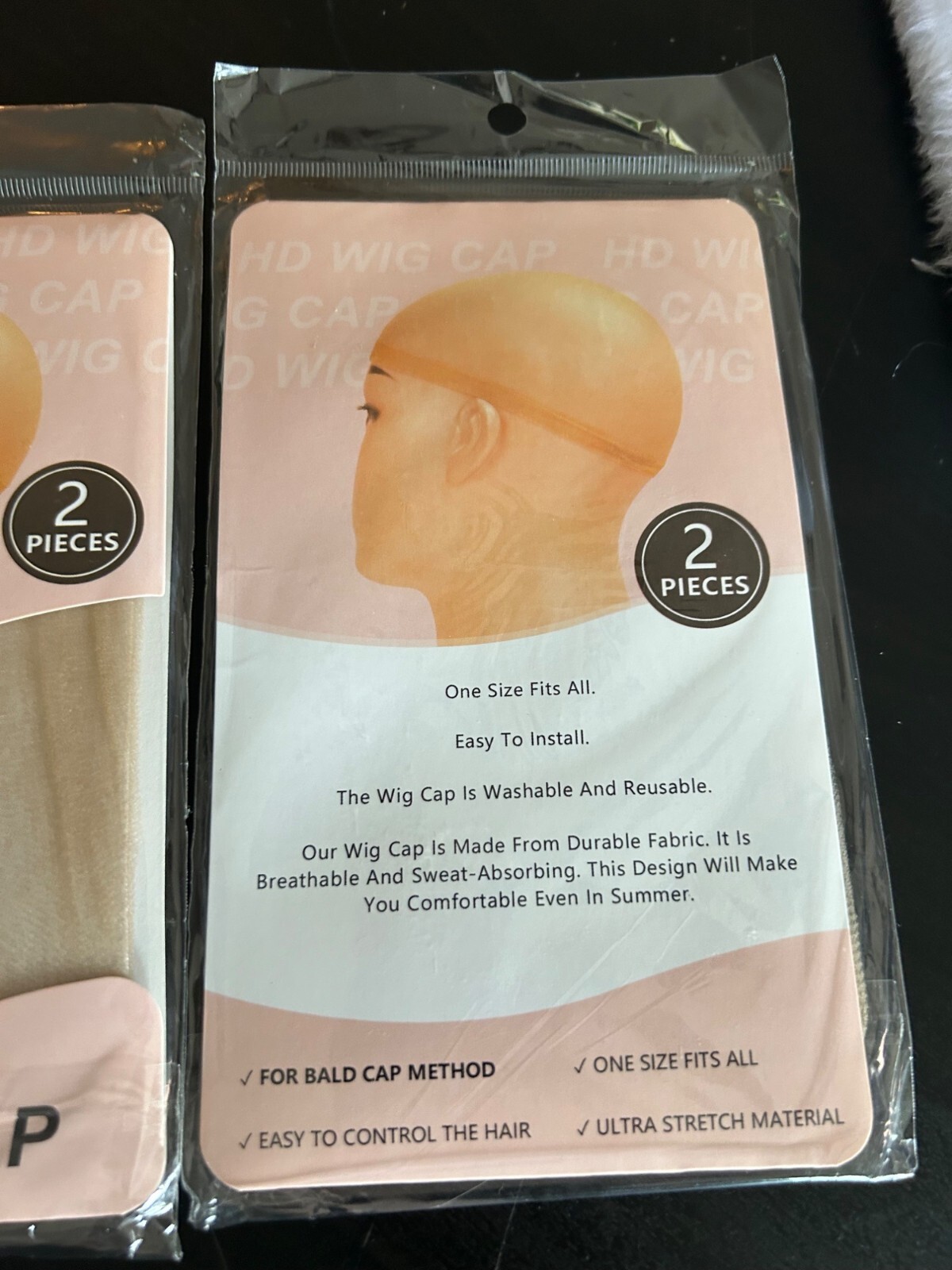 Wig Cap 2-Piece Set Ultra Stretch Breathable Reusable Bald Cap Method One Size