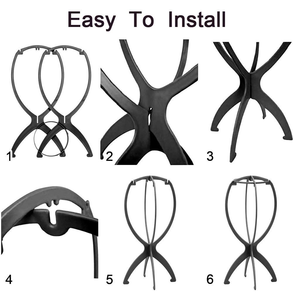 2PCS Wig Stand Portable Collapsible Holder Durable Display 13.8″ Black