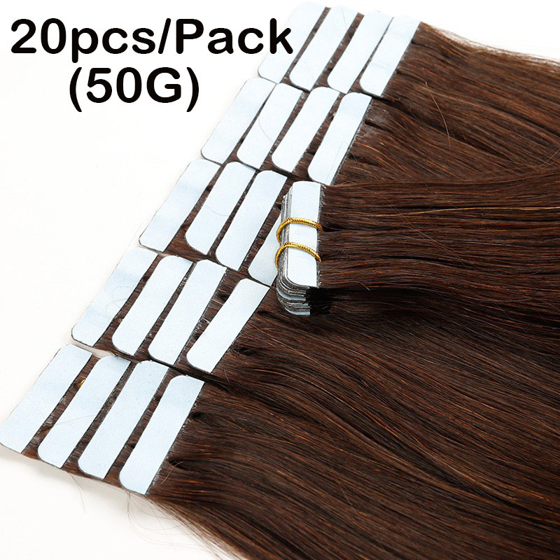 Russian Tape In Skin Weft 100% Remy Human Hair Extensions Full Head 200G THICK U