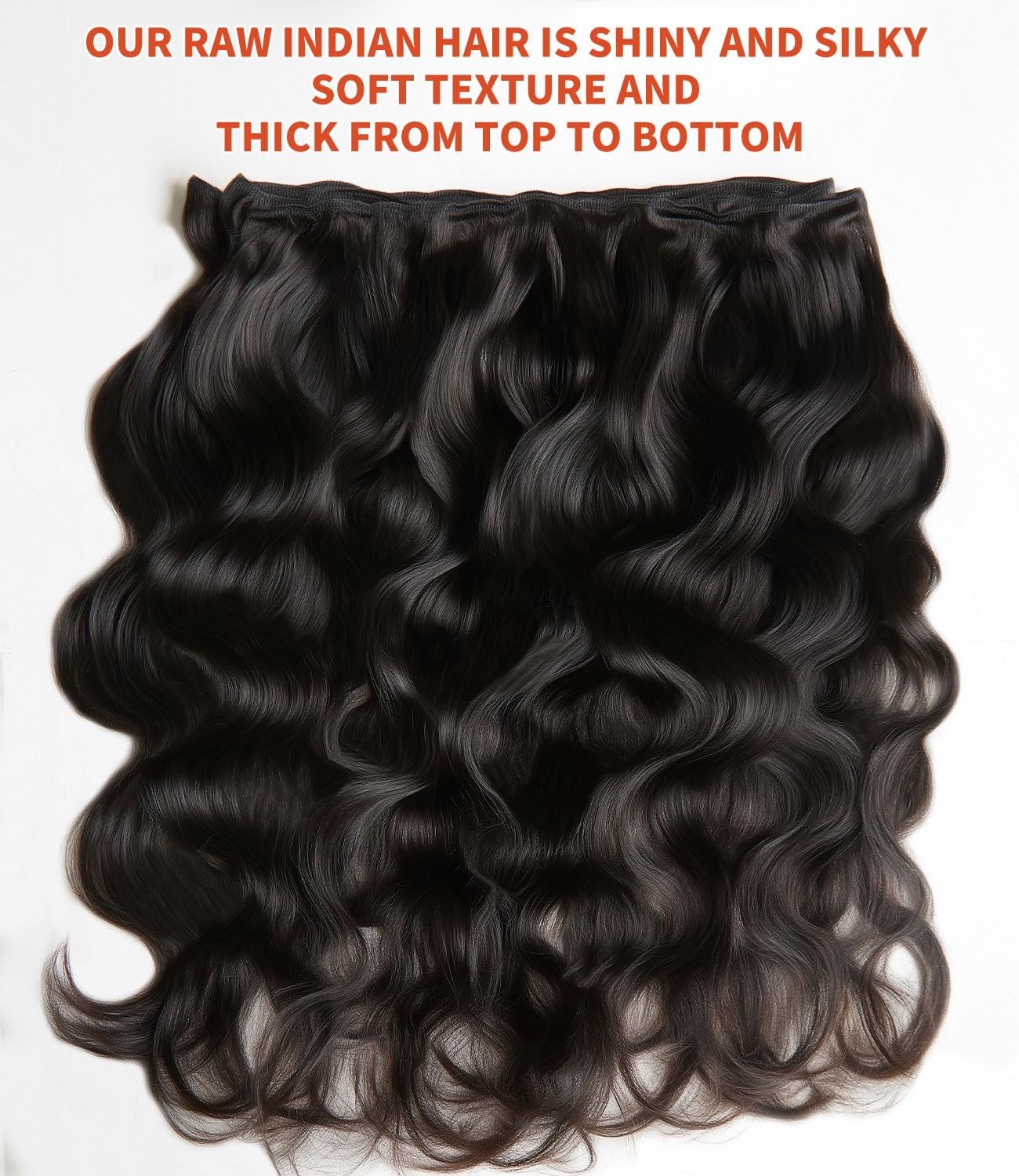 26 Inch Body Wave Human Hair Bundle – 100% Raw Indian, Thick & Silky, No Sheddin