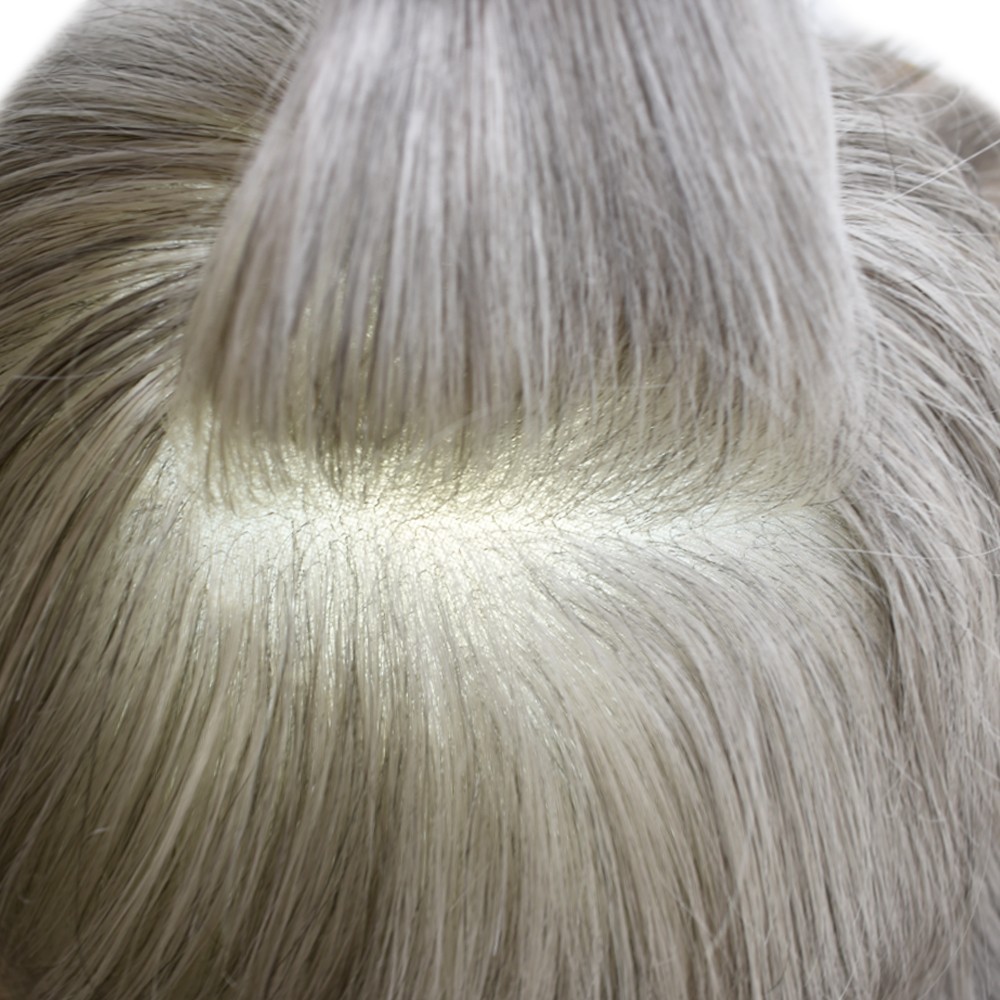 Mens Hair Piece System Swiss Welded Mono Lace Wig Toupee for Men PU Skin Unit US