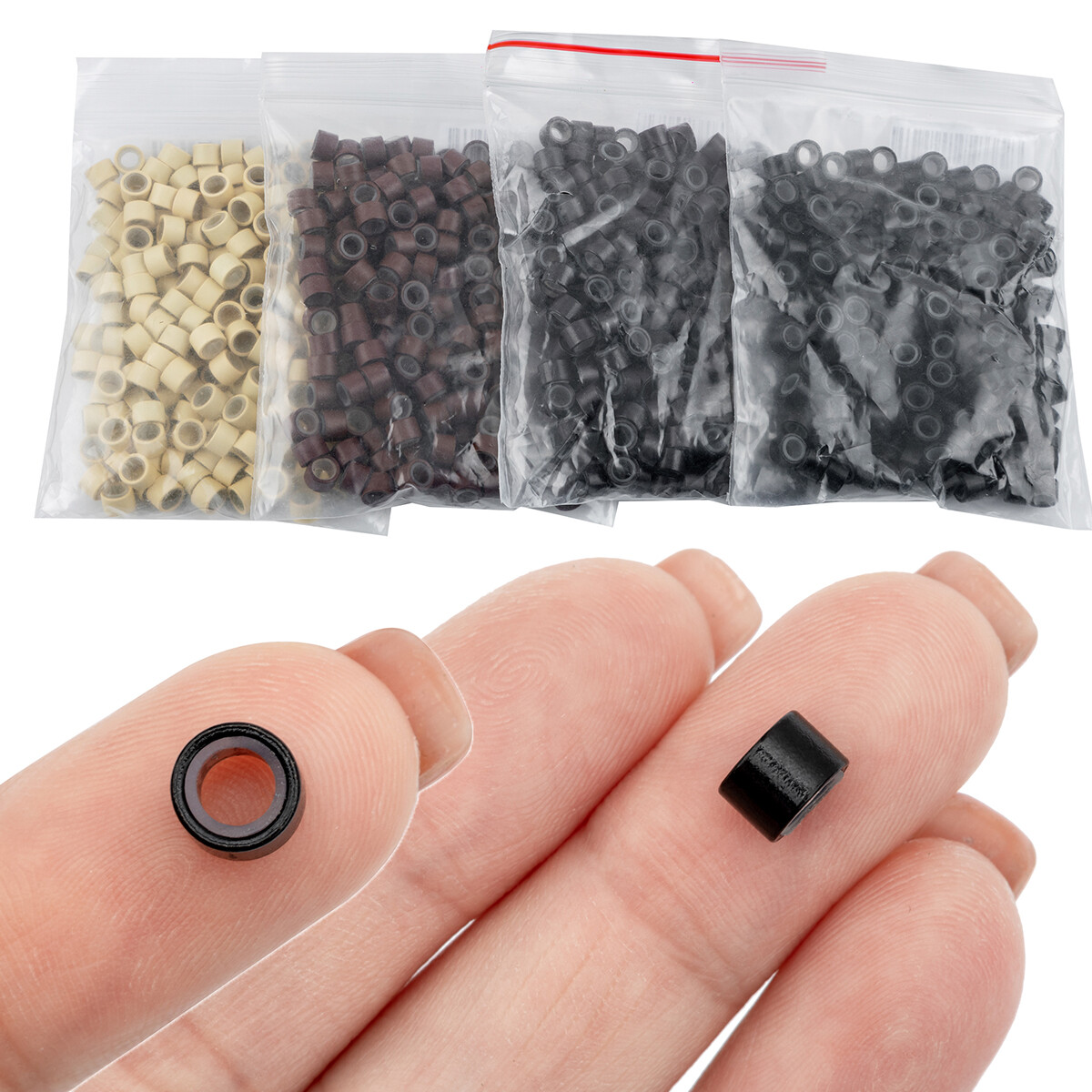 Silicone Lined Micro Nano Ring Beads FOR I Tip Human Hair Extensions 5-6mm Packs