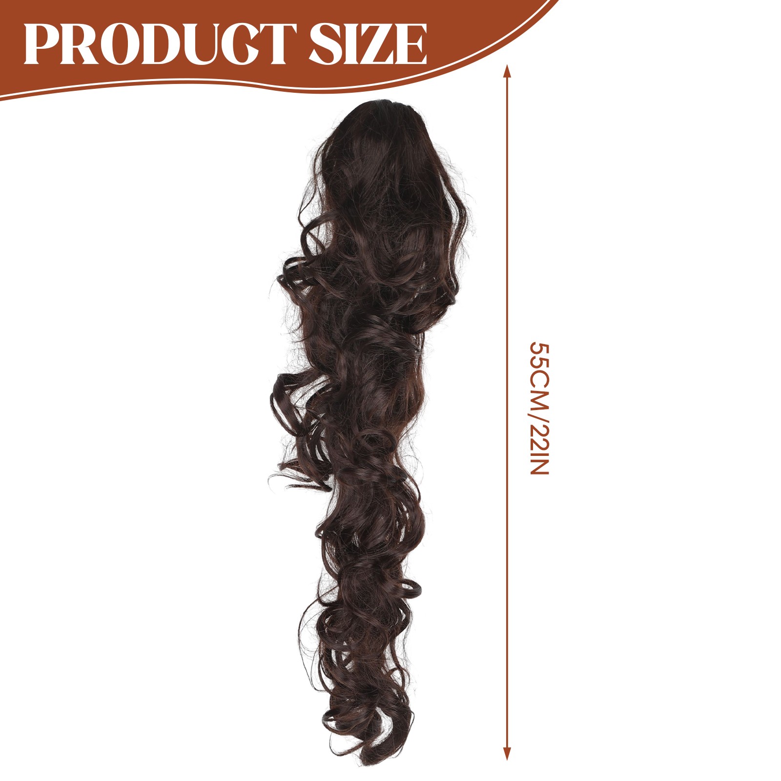 22inch Long Curly Pony Tail Wavy Long Curly Hair Extension with Claw Clip On