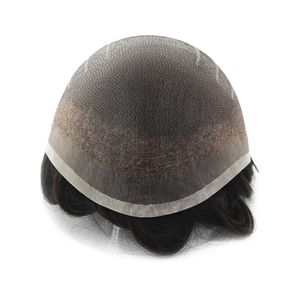 Natural Toupee Welded Mono Lace Human Hair Replacement Medium Light System