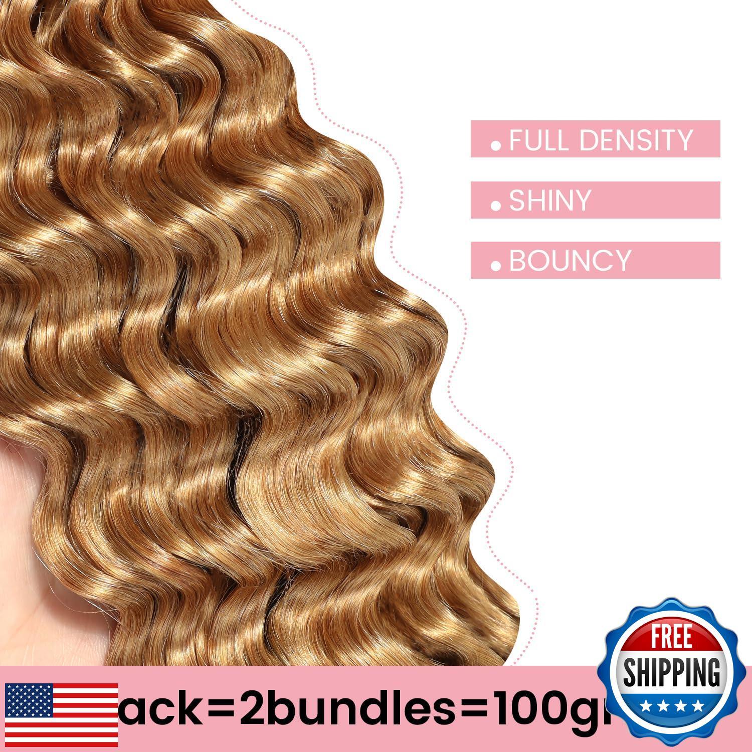 Urbeauty Human Braiding Hair #27 Color, Deep Wave Bulk Human Hair for Micro B