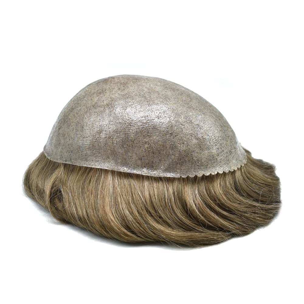 Men Replacement Hair System Full Poly Thin Skin Mens Toupee Hairpiece US