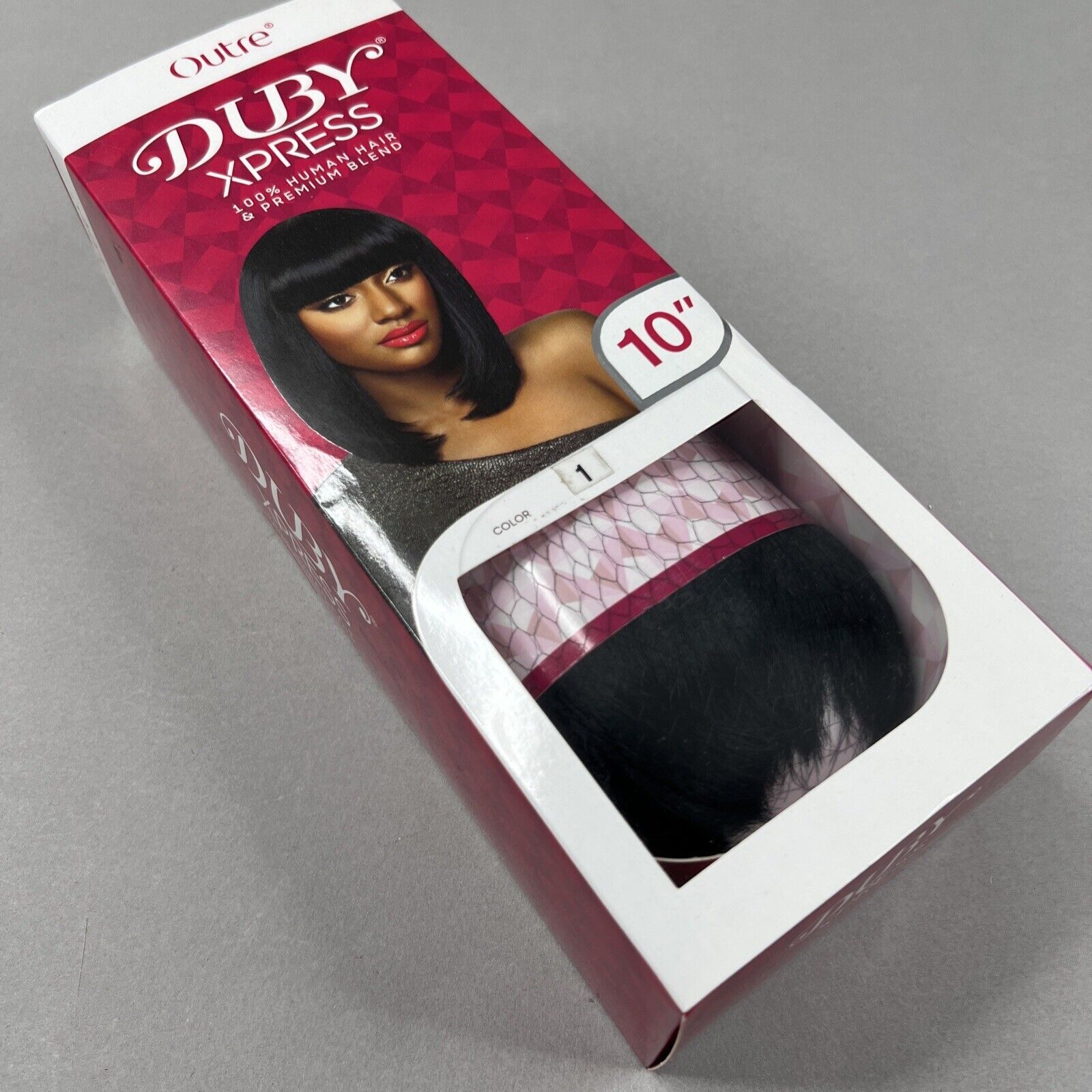 10″ #1 Jet Black Duby Xpress Bob Human & Synthetic Blend Hair Extensions Weft