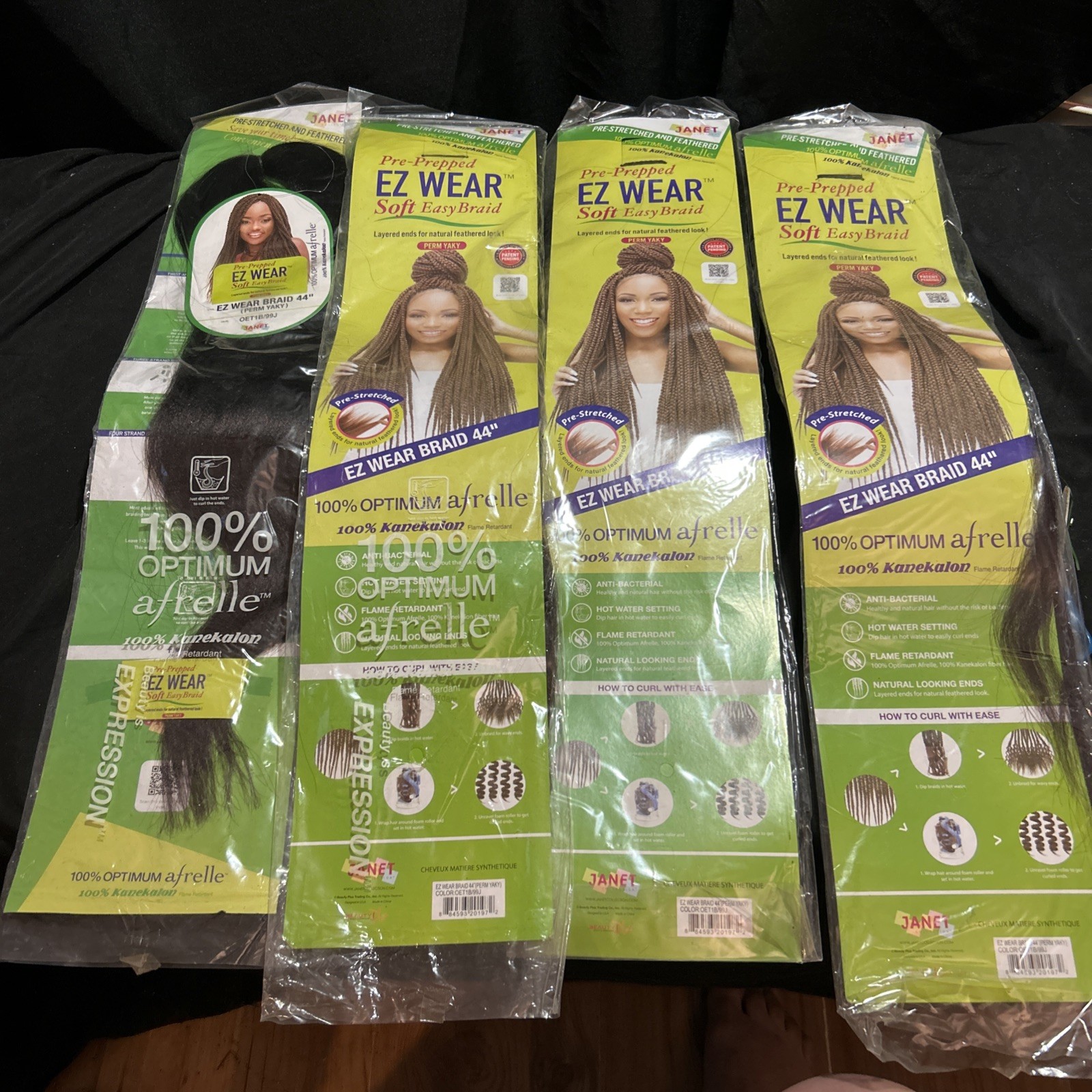 X-Pression Ez Wear Braid Hair 100% Kanekalon 44″ Janet LOT Of 4 NIP