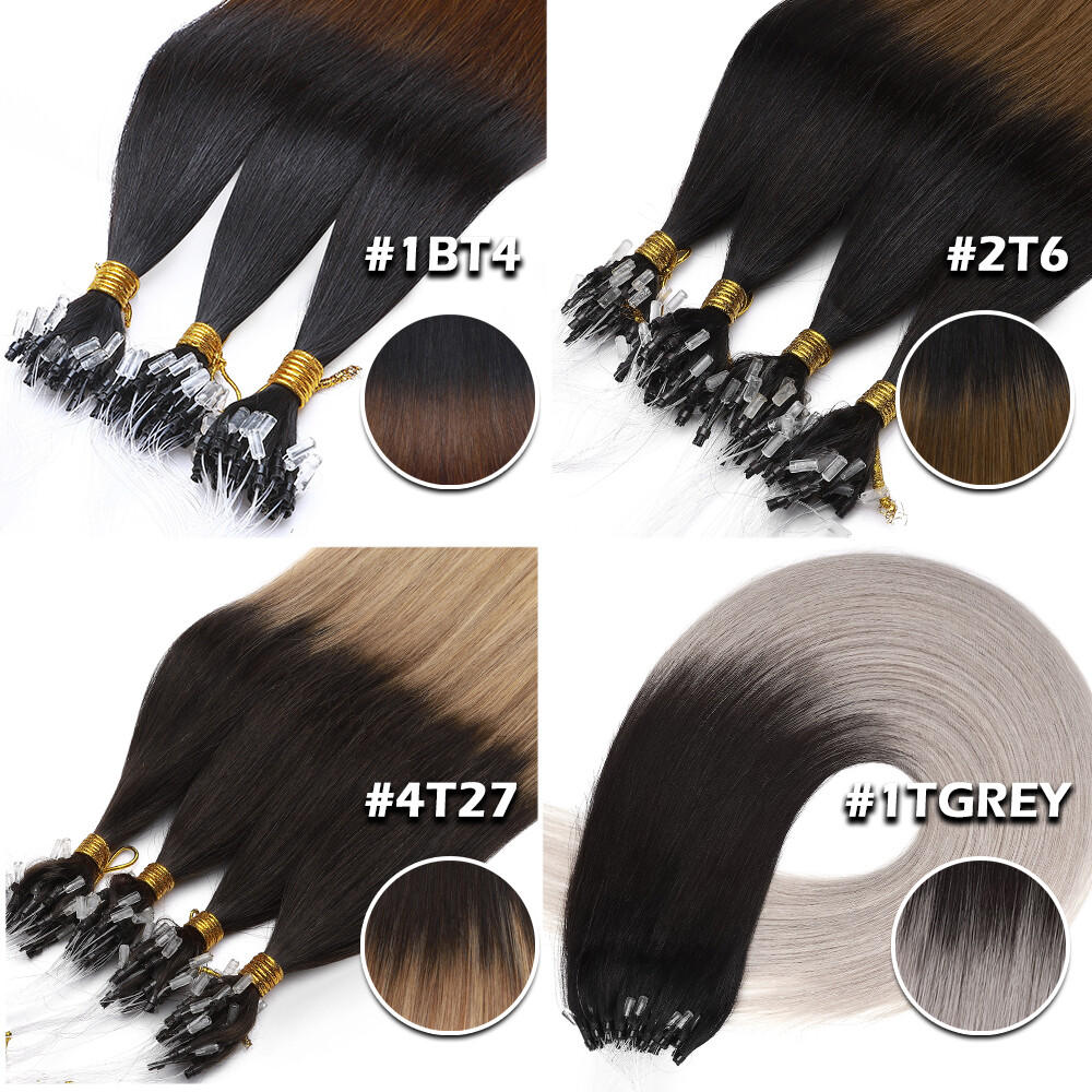 300PCS THICK Micro Loop Real Remy Human Hair Extensions Nano Ring Bead Full Head