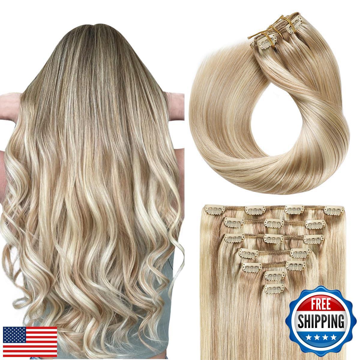 SUYYA Clip in Hair Extensions Real Human Hair 7 Pcs Human Hair Clip in Extens