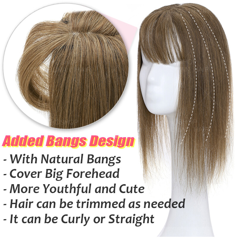 Clip In 100% Real Human Hair Topper Hairpiece Toupee Wigs For Lost Hair Thick US