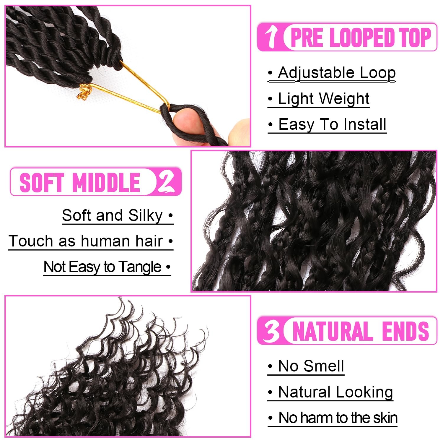 Goddess Boho Box Braids Crochet Hair-8 Packs 24 Inch Crochet Box Braids for B…