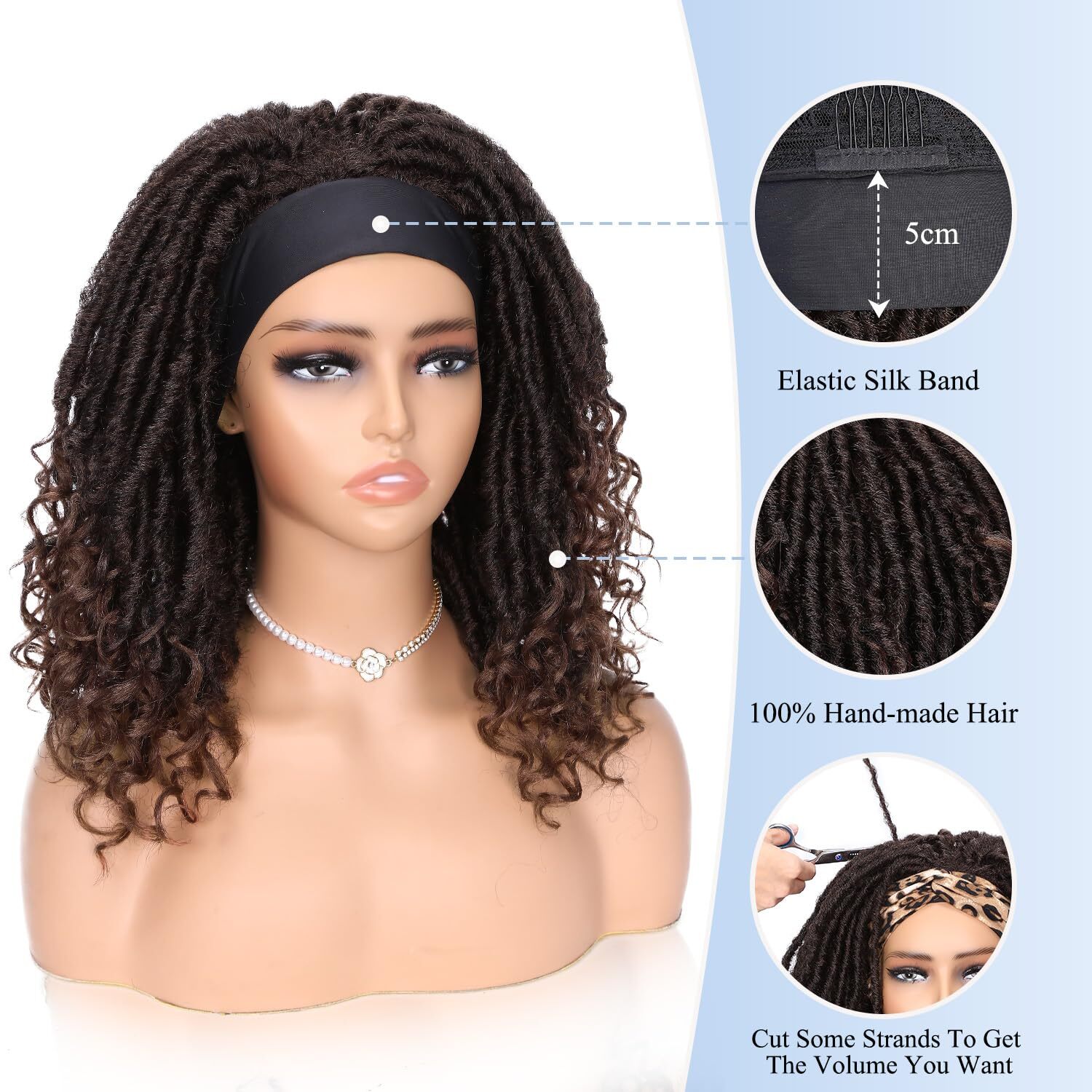 30 Inch Headband Dreadlock Wig Short Faux Locs Hairstyle For Women