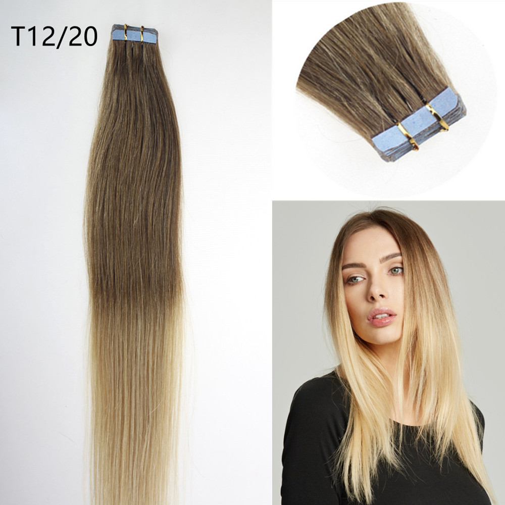 Double Sided Tape in Human Hair Extensions Invisible Skin Weft Remy Russian Hair