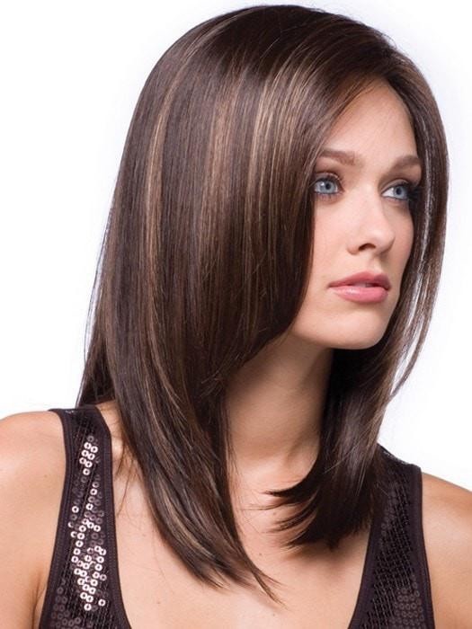 Rene of Paris Laine Wig Ginger Brown Straight Layered Side Part Basic Cap