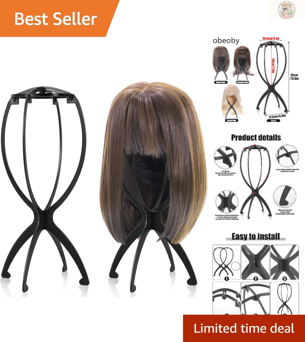 Durable 2 Pack Black Wig Holder – Easily Maintains Wig Shape & Speeds Drying