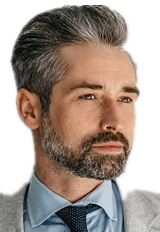 N.L.W Toupee for mens human hair pieces gray PU base 10×8″