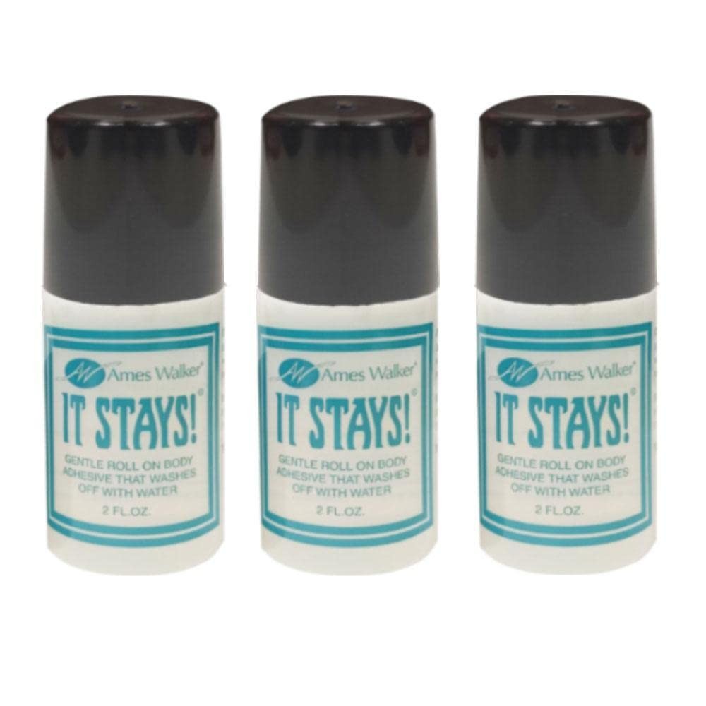 AW It Stays! Body Adhesive 2 oz. – Roll on Body Glue – Wig-Bra-Hosiery (Cloth…