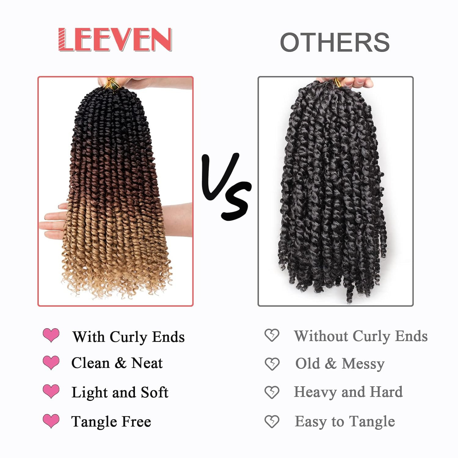 10 Inch 8 Packs Pret Wisted Passion Twist Crochet Hair Natural Black Pre-Looped