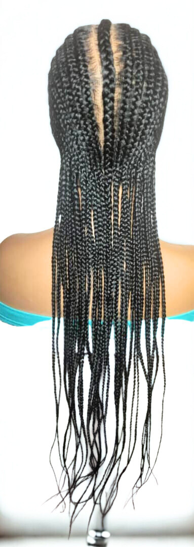Braided Wig. Large Black Cornrow Braids. Full Lace Baby Hair. Lemonade Braids