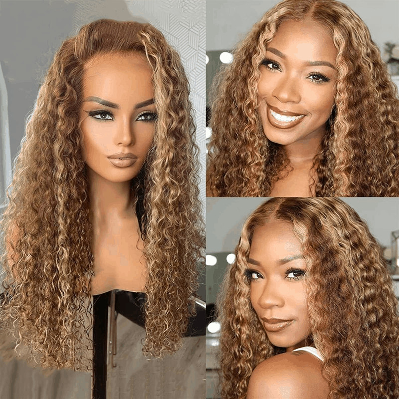 Ombre Highlight Piano Color 13×4 Lace Wig Jerry Curly Human Hair Wig With Baby H