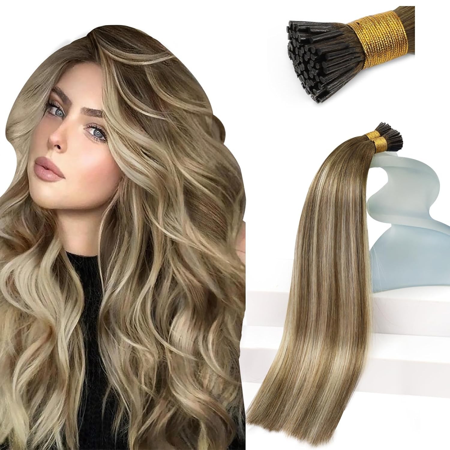 Sunny MICROLINK 16in Dk/Lt Brown w/Blonde Hair Extensions – ML_3-8-22_16_50G3