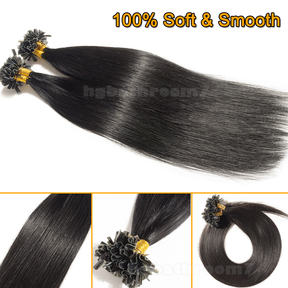 100% Fusion Remy Human Hair Extensions Pre Bonded Nail U Tip Keratin CURL DIY 15