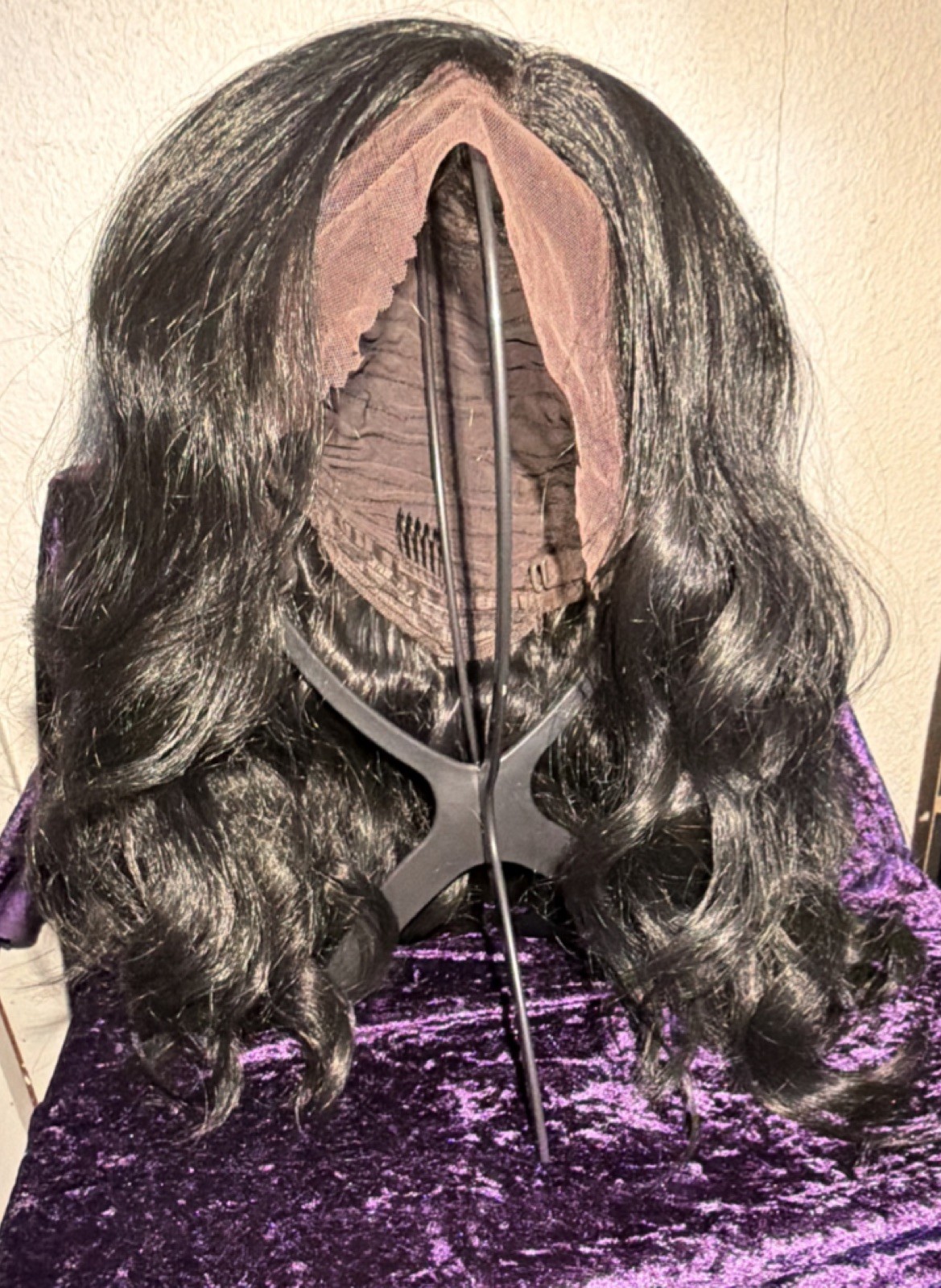 Black Lace Front Body Wave Wig Women Part Wavy Adjustable Strap One Size