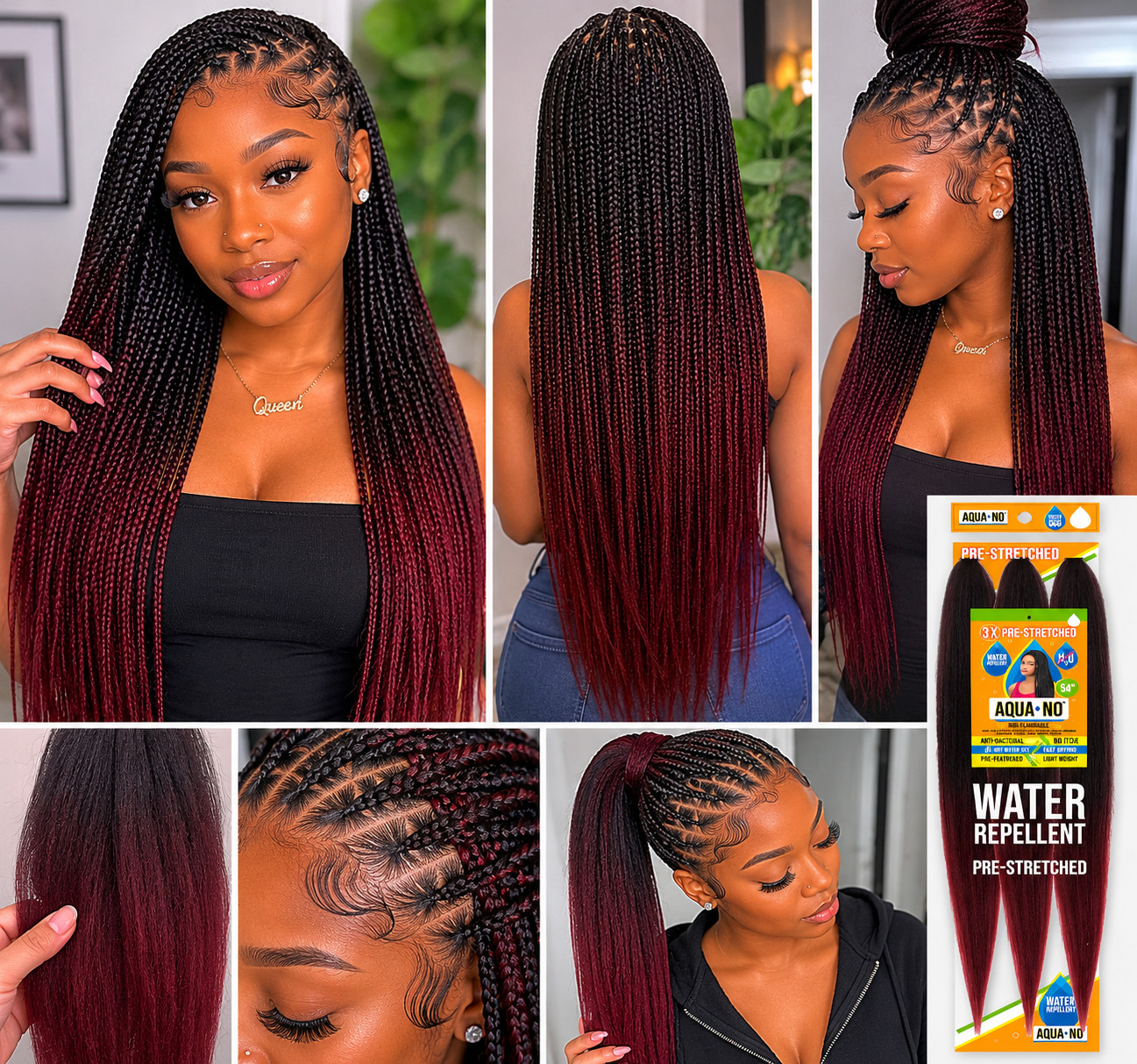 AQUA NO 3X BRAIDING HAIR, 54″, WATER REPELLENT, LONG, STYLISH HAIR EXTENSION
