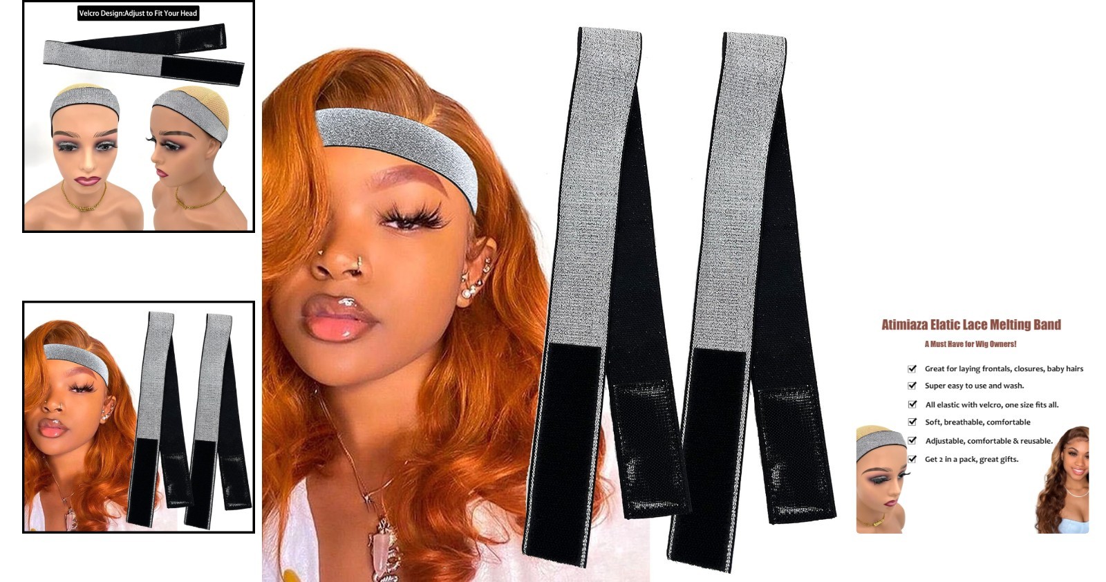 Effortless Lace Melting with 2 Adjustable Elastic Wig Bands – Silver Design