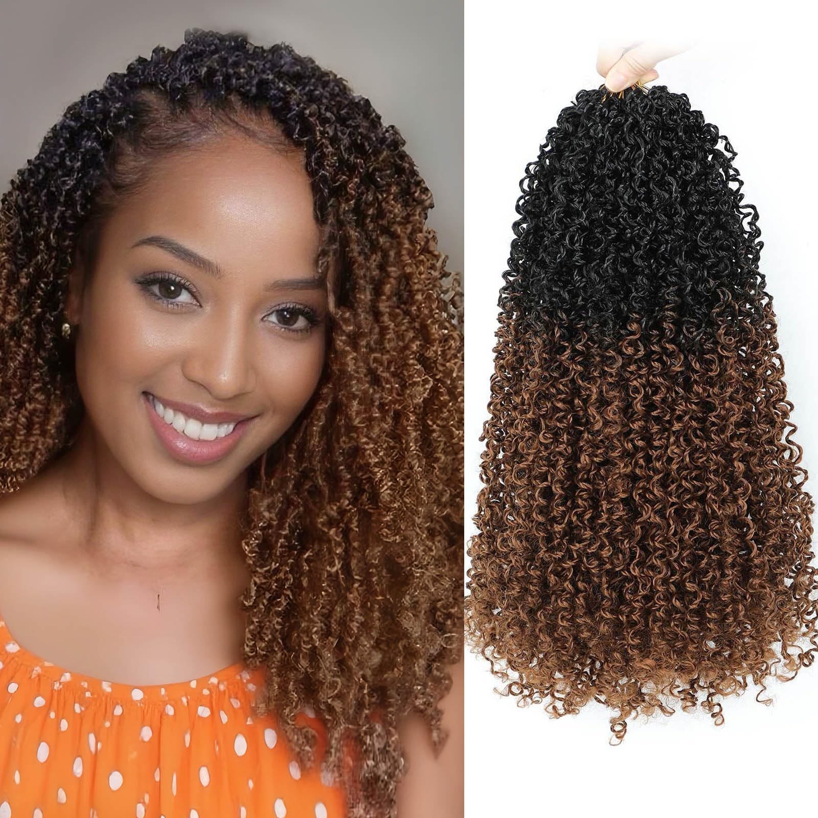 Aksice 18″ 8-Pack Yanky Twist Crochet Hair Pre-looped Mini Braids for Women