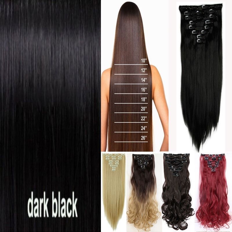 Thick Long 8PCS Clip In Real as Remy Human Hair Extension Full Head highlight US