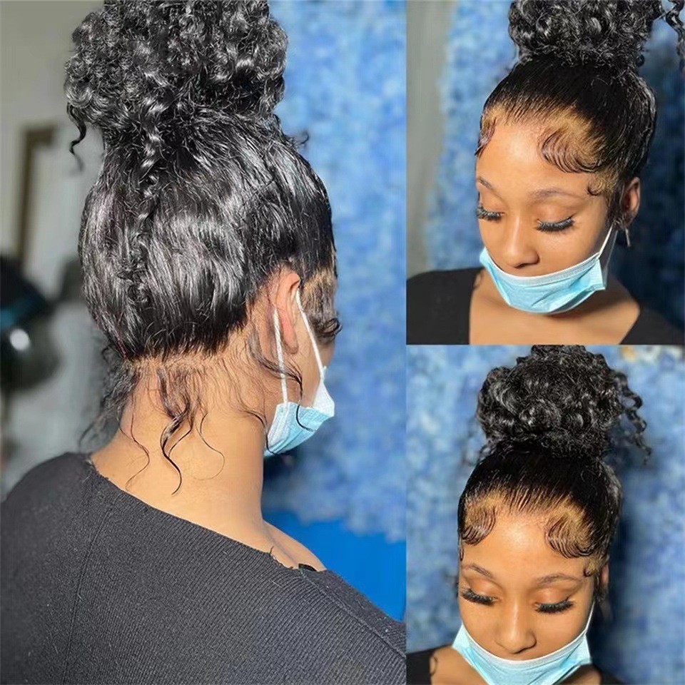 Front Lace Box Braids Wig Small Curly Full Head Wig For African Women Heat