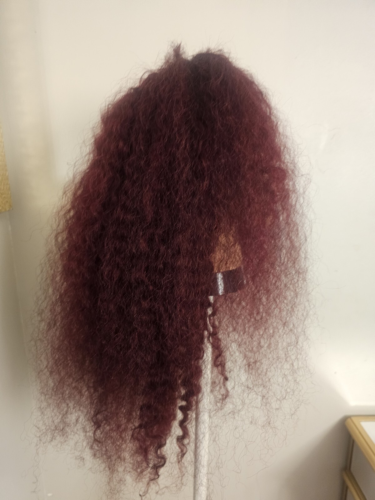High Quality regular Top Reddish 24″wavy curly 150% Virgin Human Hair Lace Wig
