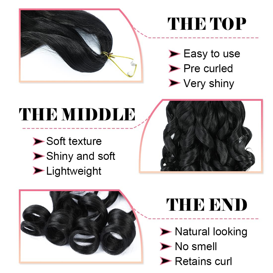 6 Packs French Curl Braiding Hair 18 Inch Loose Wave Bouncy Braiding Hair Pre…