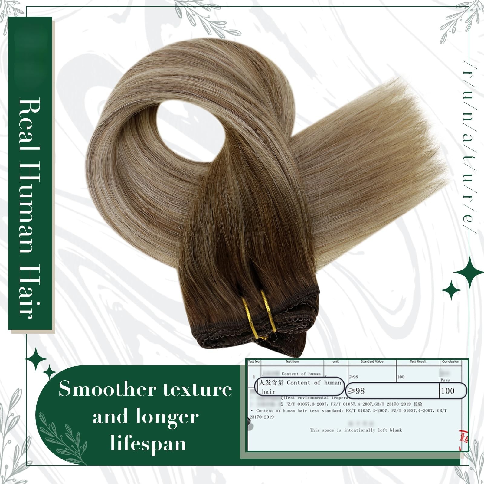 Balayage Clip in Hair Extensions 12 Inch 50g #3/8/22 Walnut Brown to Blonde