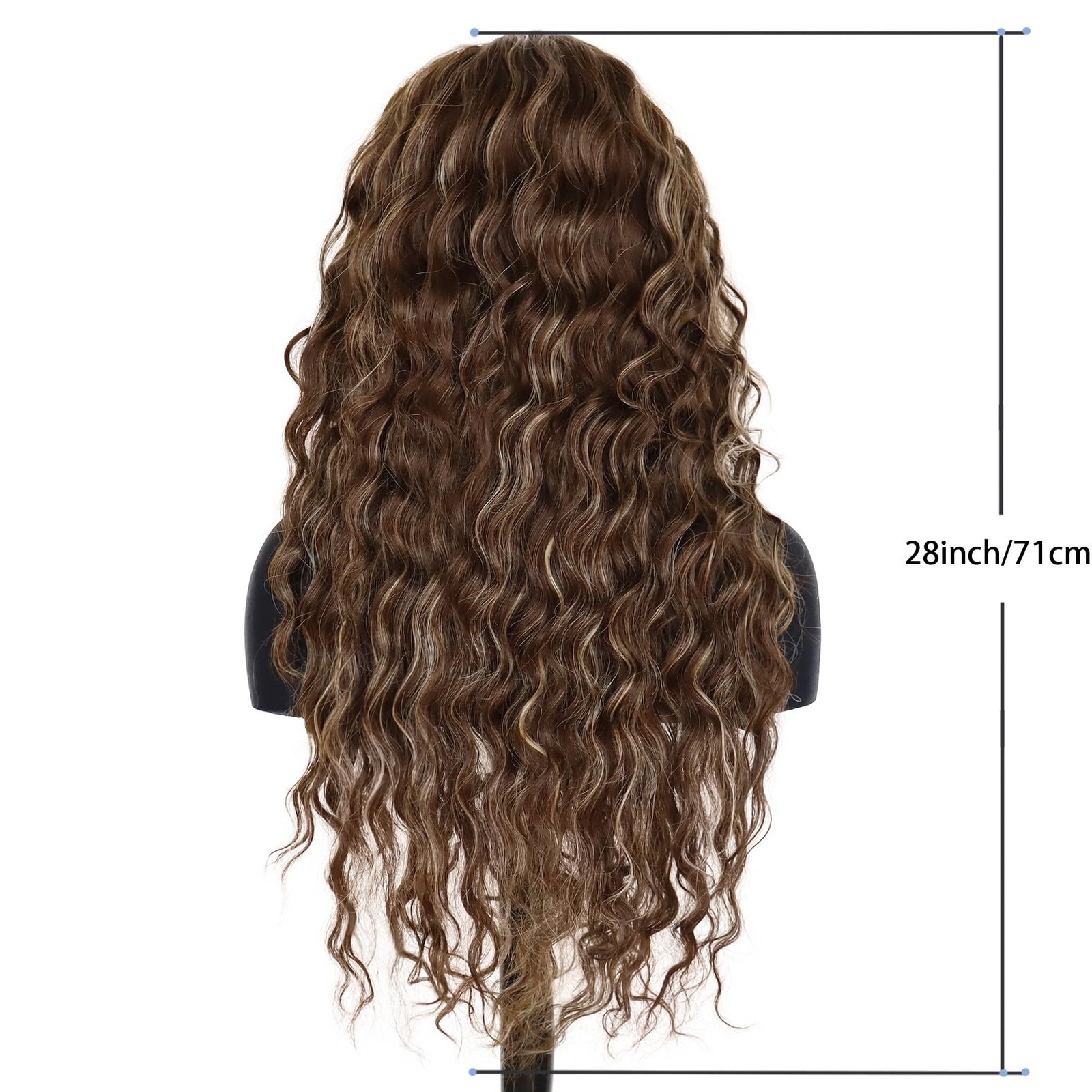 Middle Part Long Kinky Curly High Temperature Synthetic Wig with Rose Net for